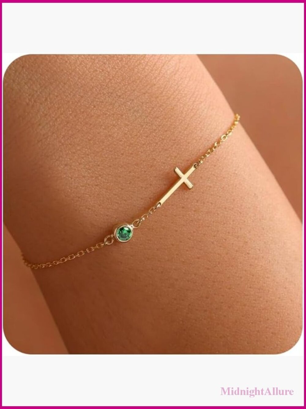 Dainty Cross Charm Bracelet Stackable Adjustable Non Tarnish